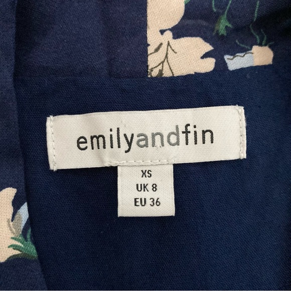 Emily and Fin Flora Freesia Retro 40’s Dress Sz UK 8 US 4 XS Navy Floral - Picture 8 of 14